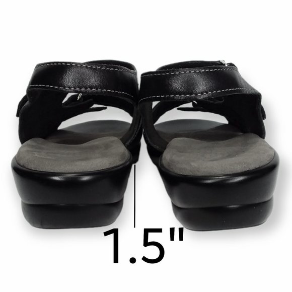 SAS Tabby Slingback Sandals Size 8.5 NARROW Black Leather Adjustable Comfort - Picture 9 of 11